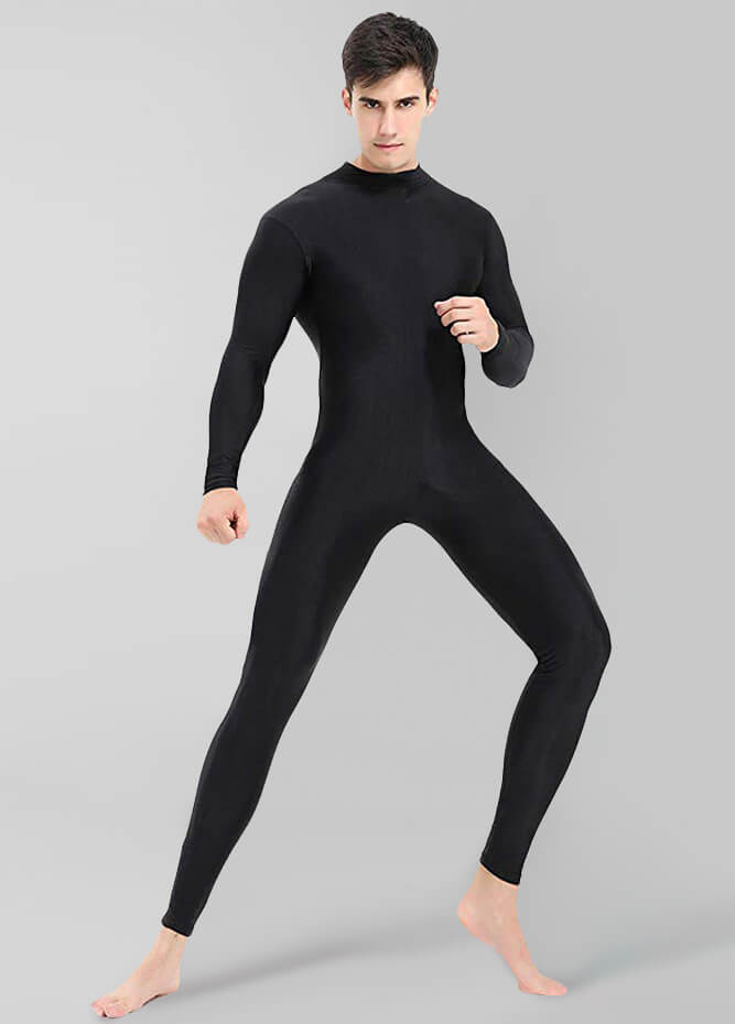 Mens Turtleneck Spandex Long Sleeve Unitard