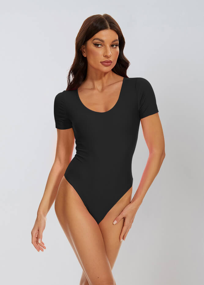 black v neck bodysuit
