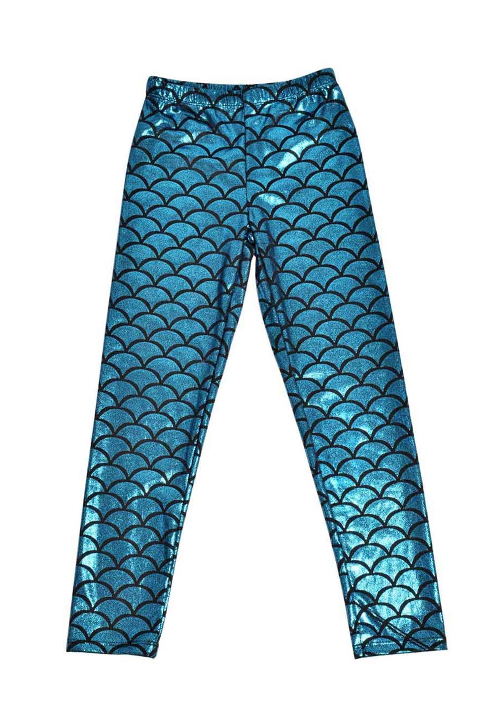 Kids Shiny Metallic Mermaid Fish Scale Leggings