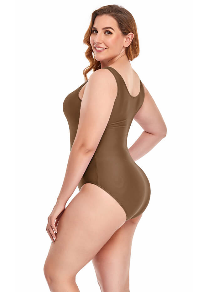 Plus Size Tank Leotard with Scoop Neck Bodysuit
