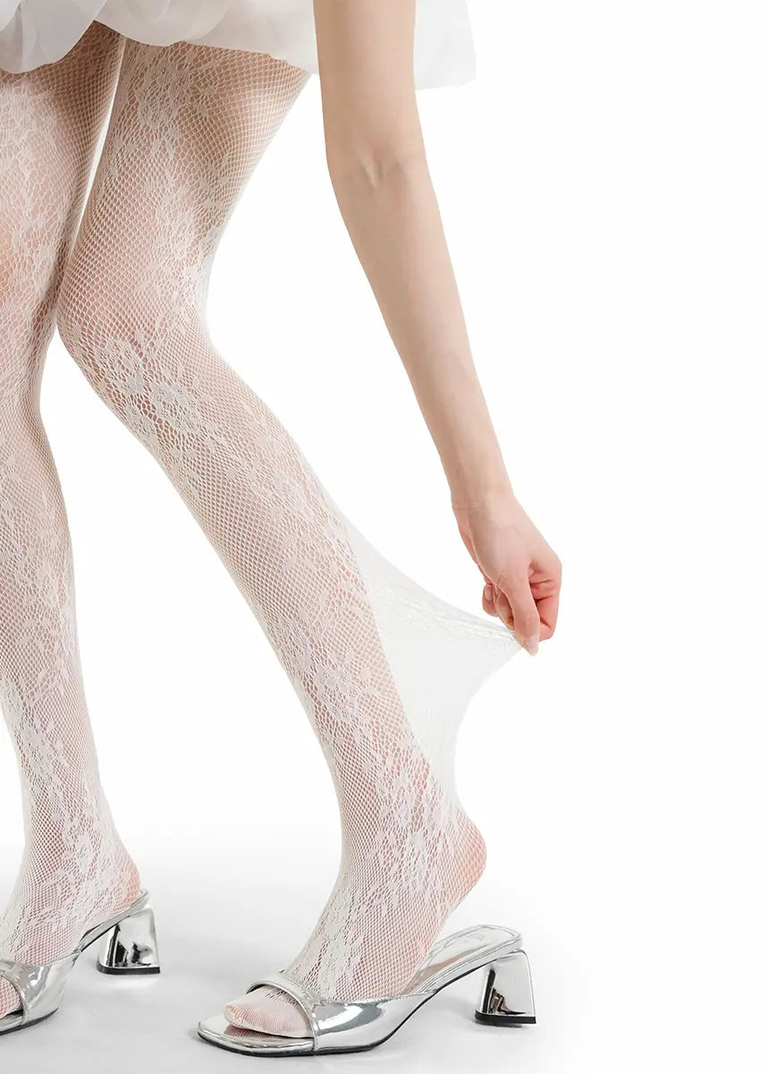 2PCS French Vintage Patterned Lace Tights | Sexy Hollow Out Fishnet Pantyhose