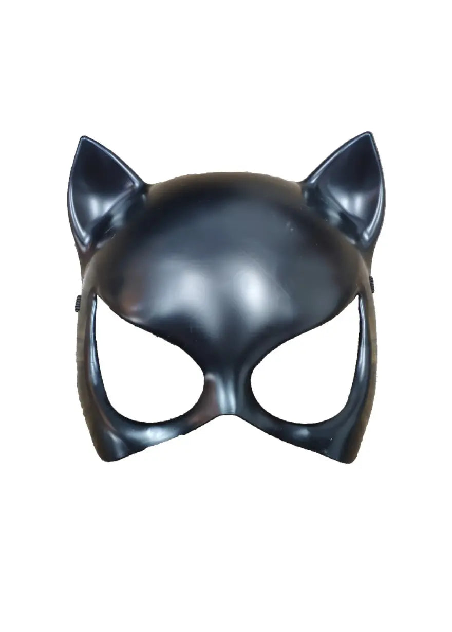 Black cat mask with ears on a white background