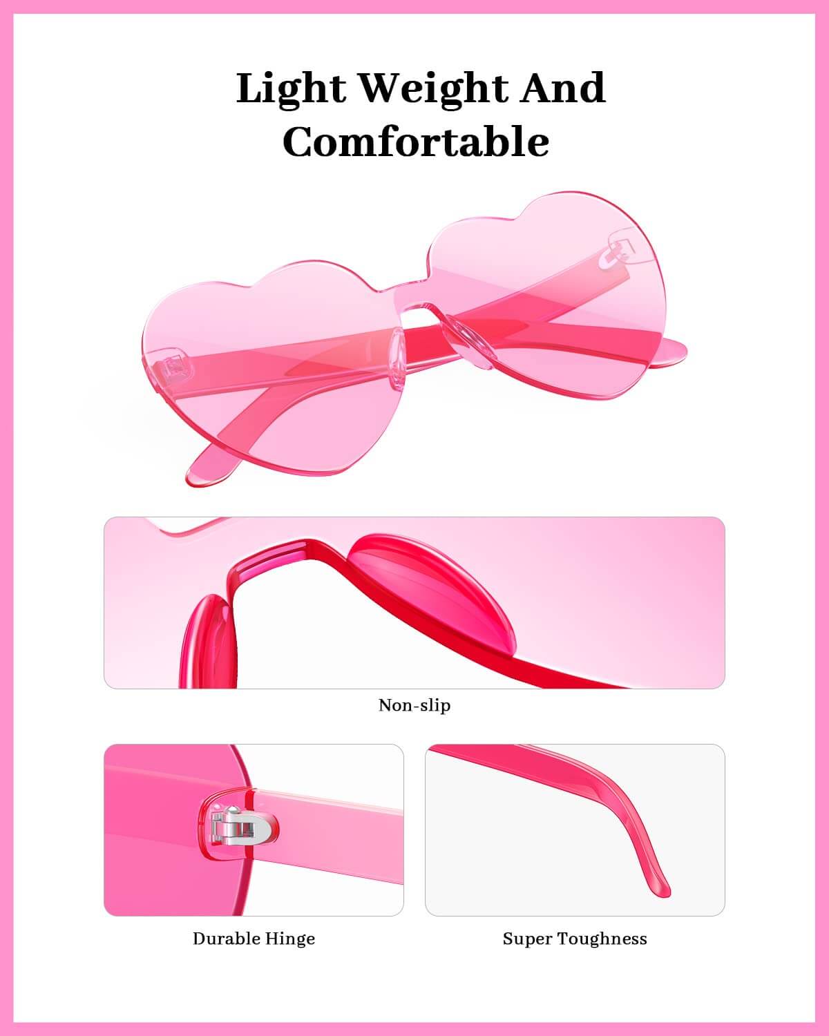 Womens Heart Sunglasses Candy Color Transparent Rimless