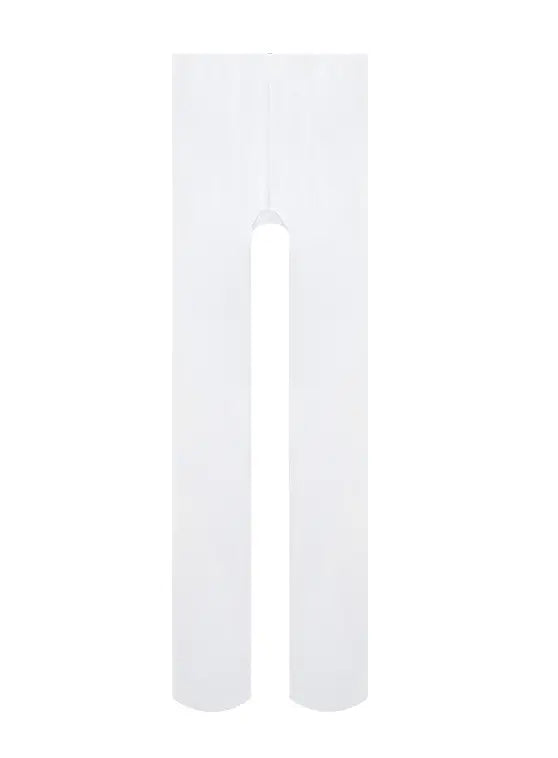 White tights or a pair of seamless pantyhose shown flat against a solid white background.