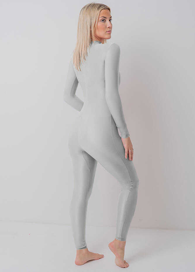 Zip Front Spandex Long Sleeve Turtleneck Unitard