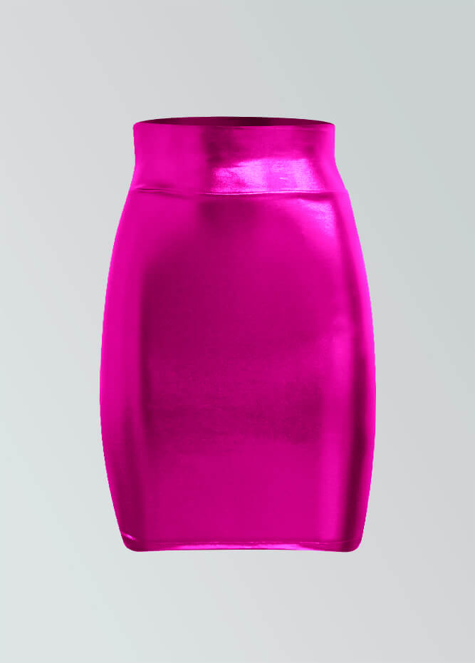 Shiny Metallic High Waist Pencil Skirt