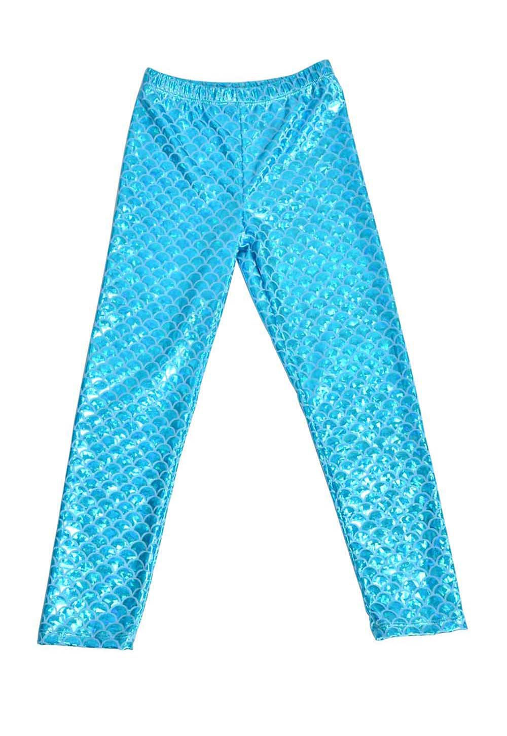 Kids Shiny Metallic Mermaid Fish Scale Leggings