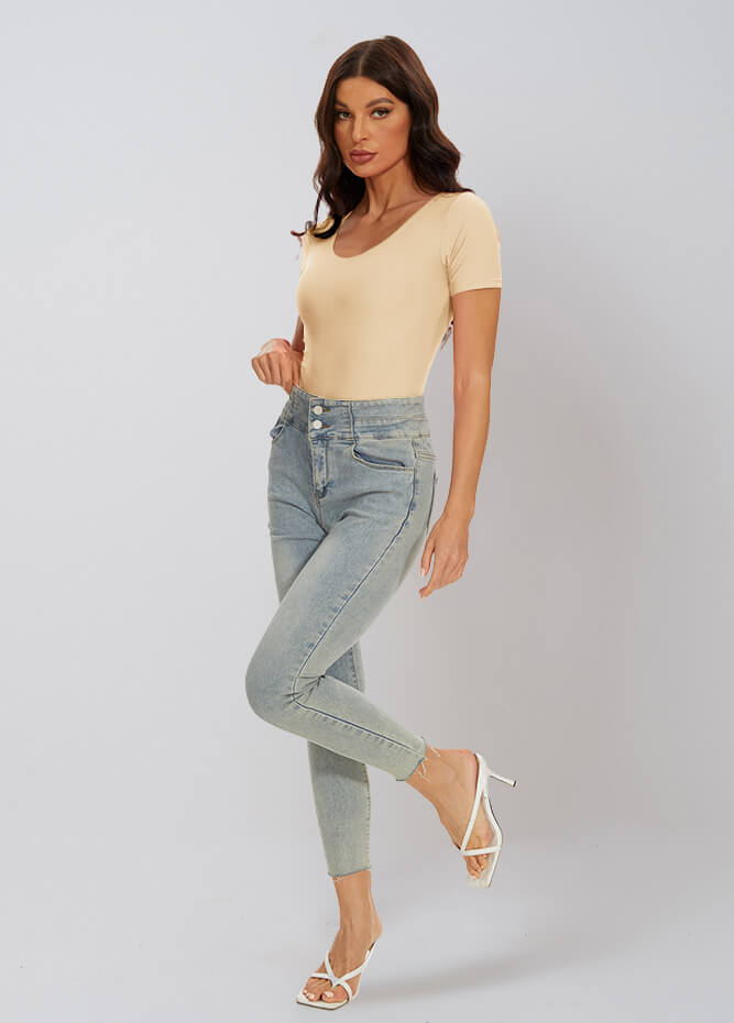 nude v neck bodysuit
