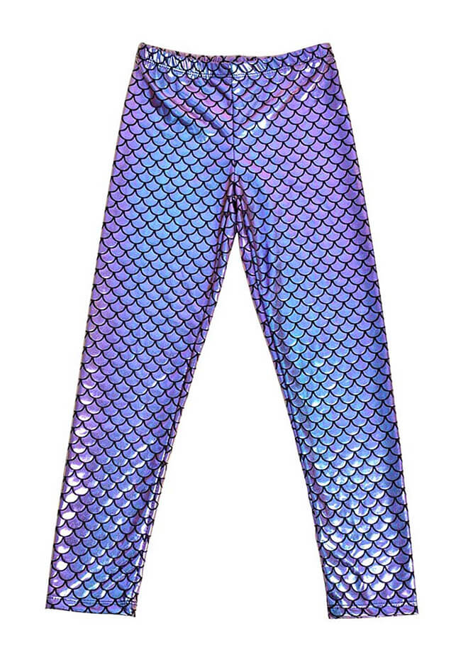 Kids Shiny Metallic Mermaid Fish Scale Leggings