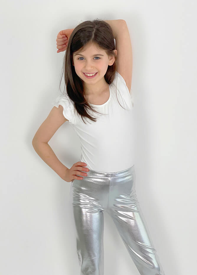 Girls Shiny Metallic Leggings for Party