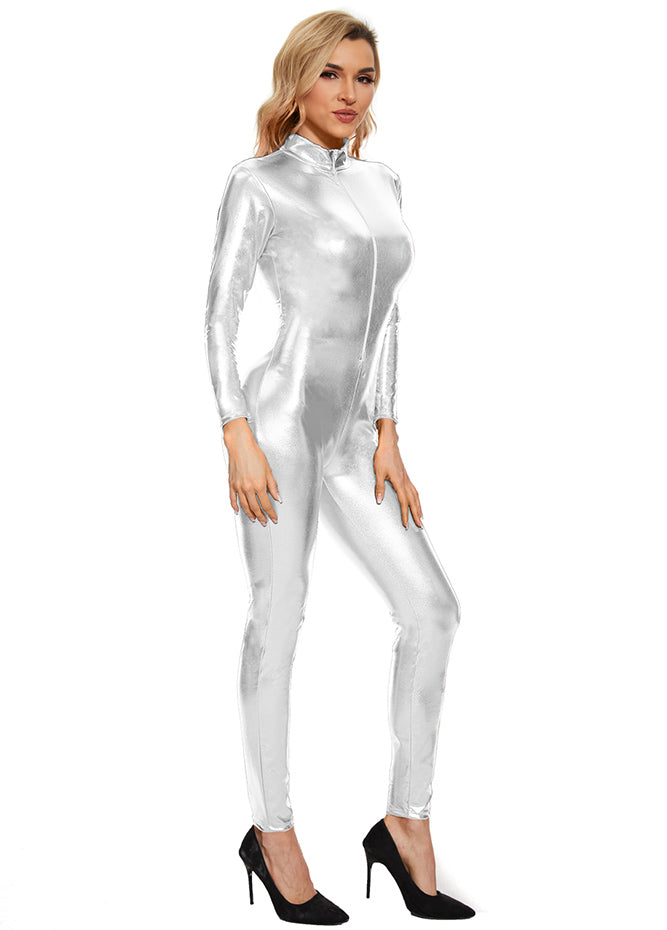 Silver Metallic Catsuit Bodysuit