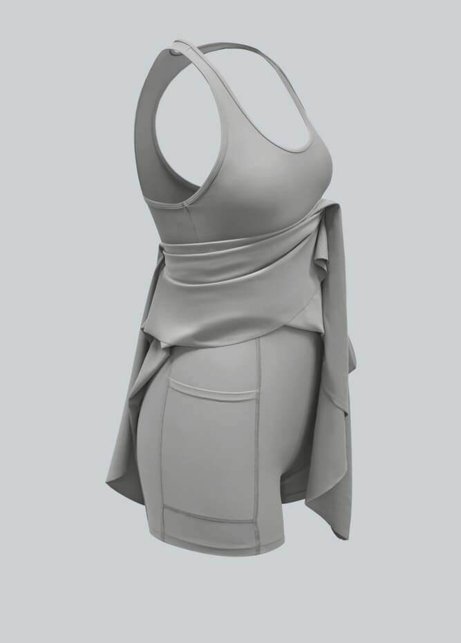 2-in-1 Racer Back Active Dress With Built-in Shorts And Pockets