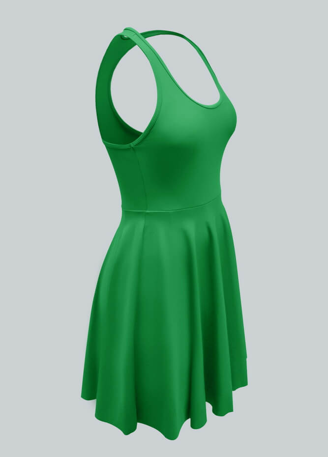2-in-1 Racer Back Active Dress With Built-in Shorts And Pockets