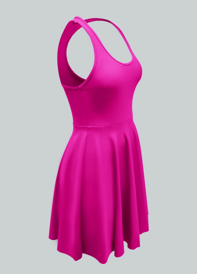 2-in-1 Racer Back Active Dress With Built-in Shorts And Pockets