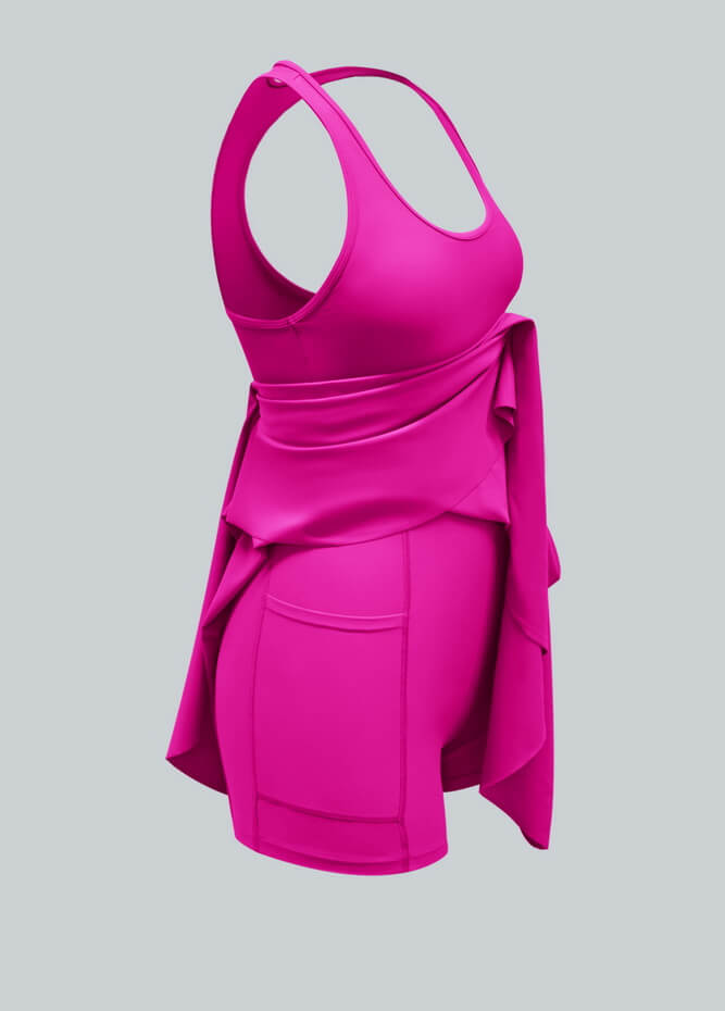 2-in-1 Racer Back Active Dress With Built-in Shorts And Pockets