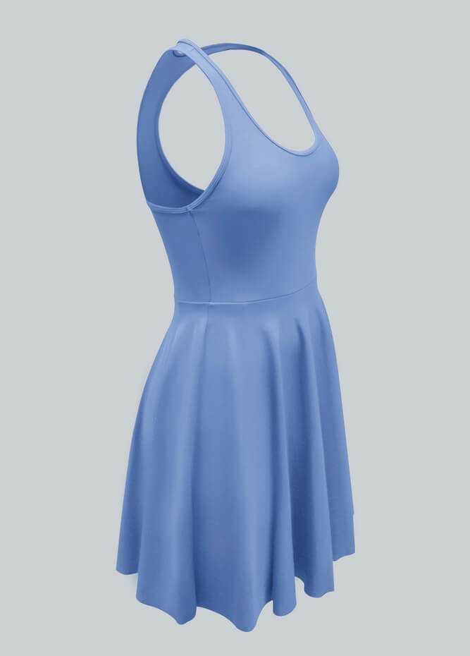 2-in-1 Racer Back Active Dress With Built-in Shorts And Pockets