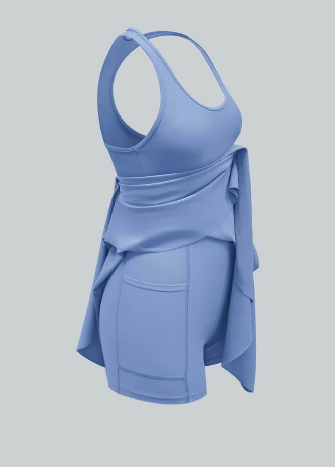 2-in-1 Racer Back Active Dress With Built-in Shorts And Pockets