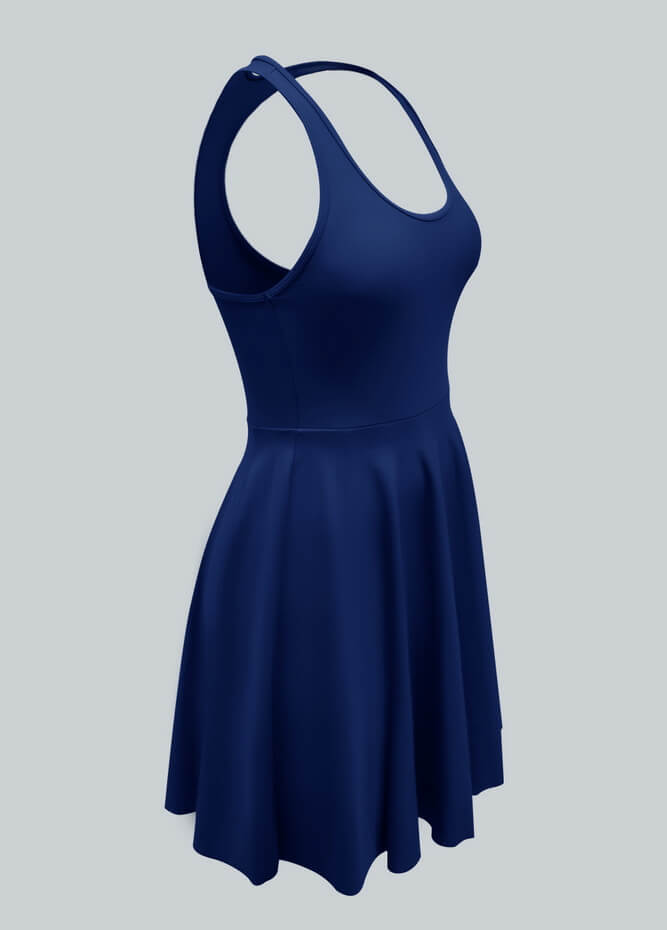 2-in-1 Racer Back Active Dress With Built-in Shorts And Pockets