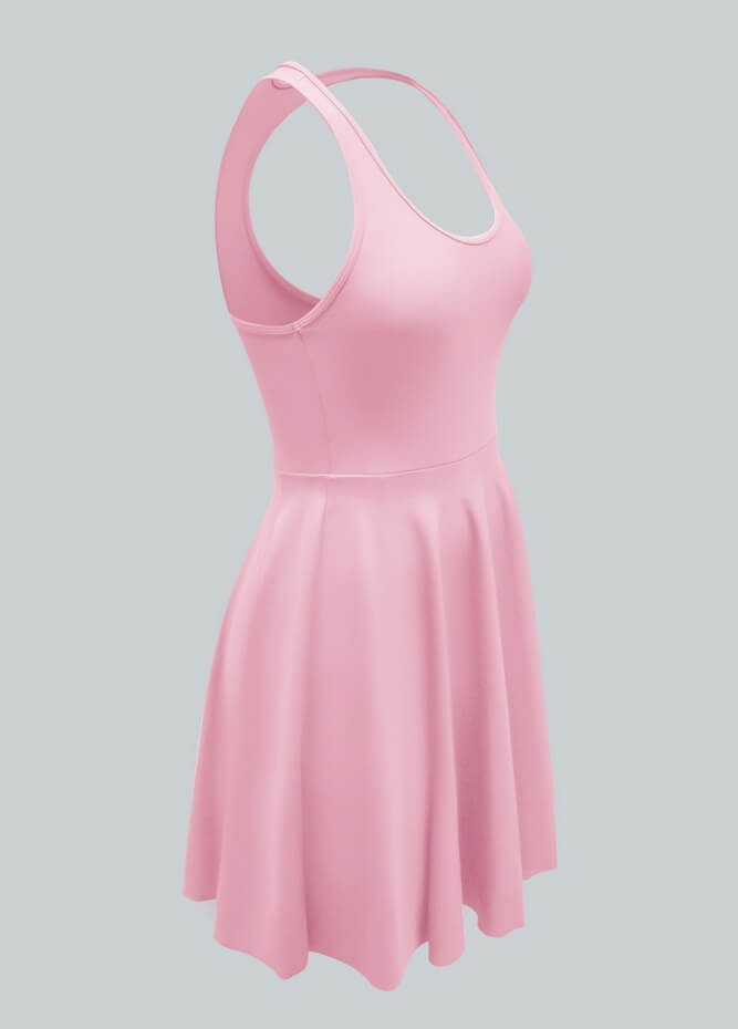 2-in-1 Racer Back Active Dress With Built-in Shorts And Pockets