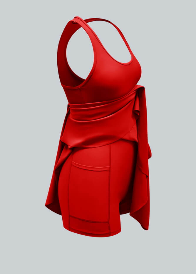2-in-1 Racer Back Active Dress With Built-in Shorts And Pockets