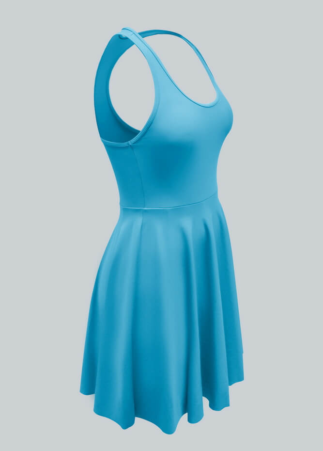 2-in-1 Racer Back Active Dress With Built-in Shorts And Pockets