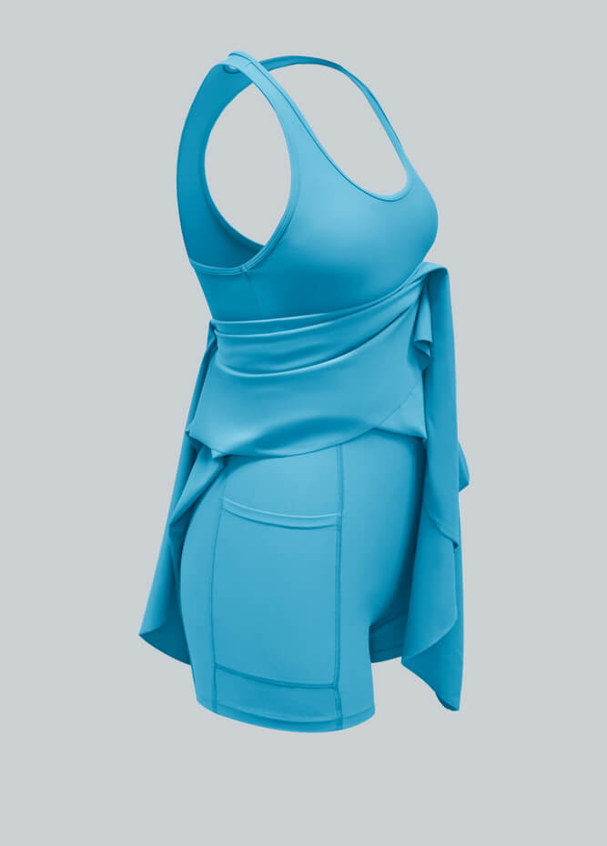 2-in-1 Racer Back Active Dress With Built-in Shorts And Pockets