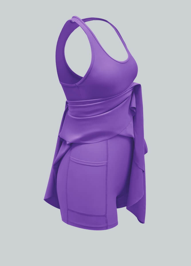 2-in-1 Racer Back Active Dress With Built-in Shorts And Pockets