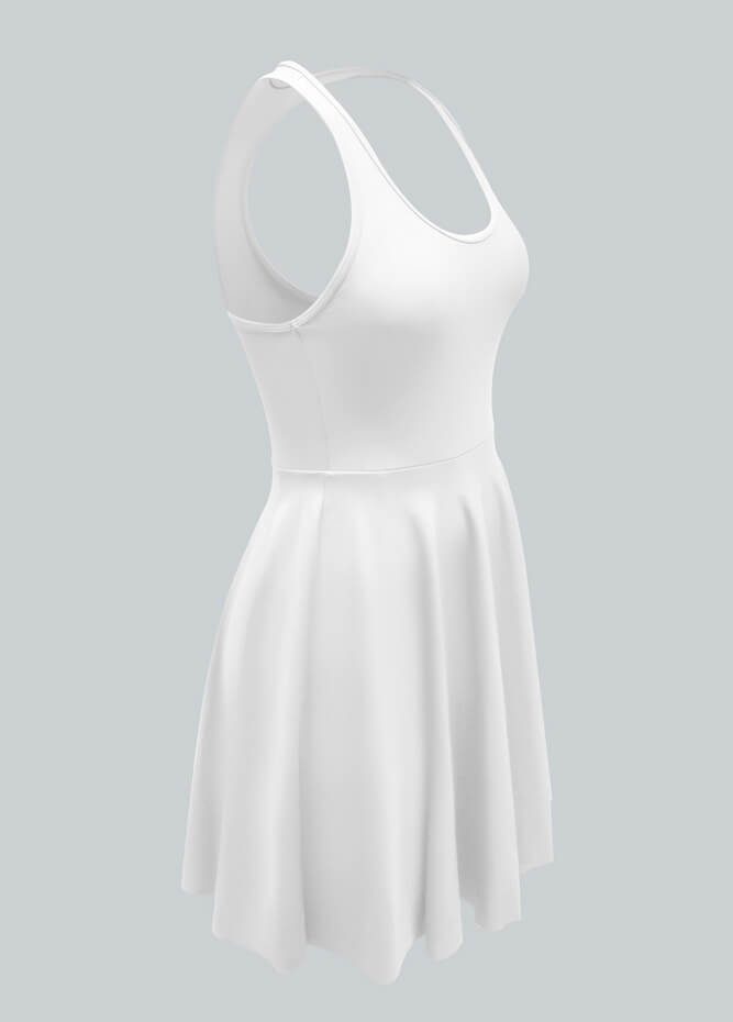 2-in-1 Racer Back Active Dress With Built-in Shorts And Pockets