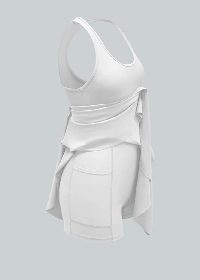 2-in-1 Racer Back Active Dress With Built-in Shorts And Pockets
