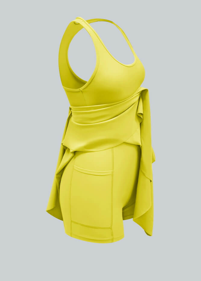 2-in-1 Racer Back Active Dress With Built-in Shorts And Pockets