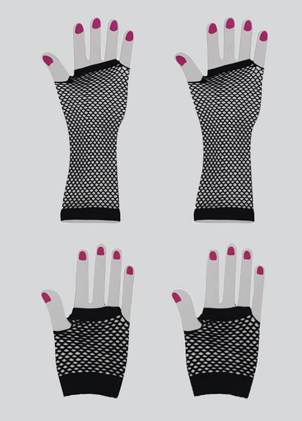 2 Pairs Fingerless 80s Fishnet Gloves Arm Warmers