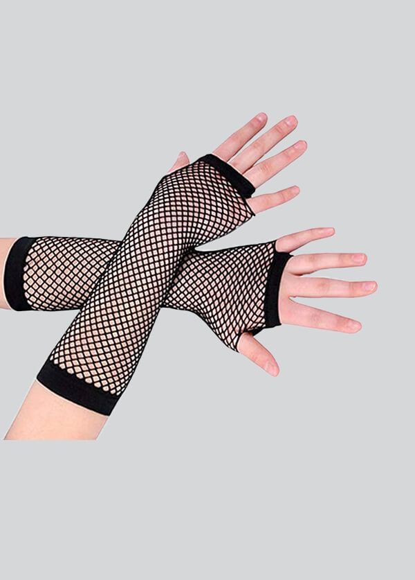 2 Pairs Fingerless 80s Fishnet Gloves Arm Warmers