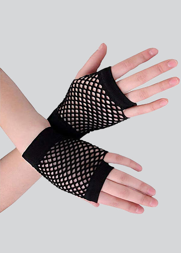 2 Pairs Fingerless 80s Fishnet Gloves Arm Warmers