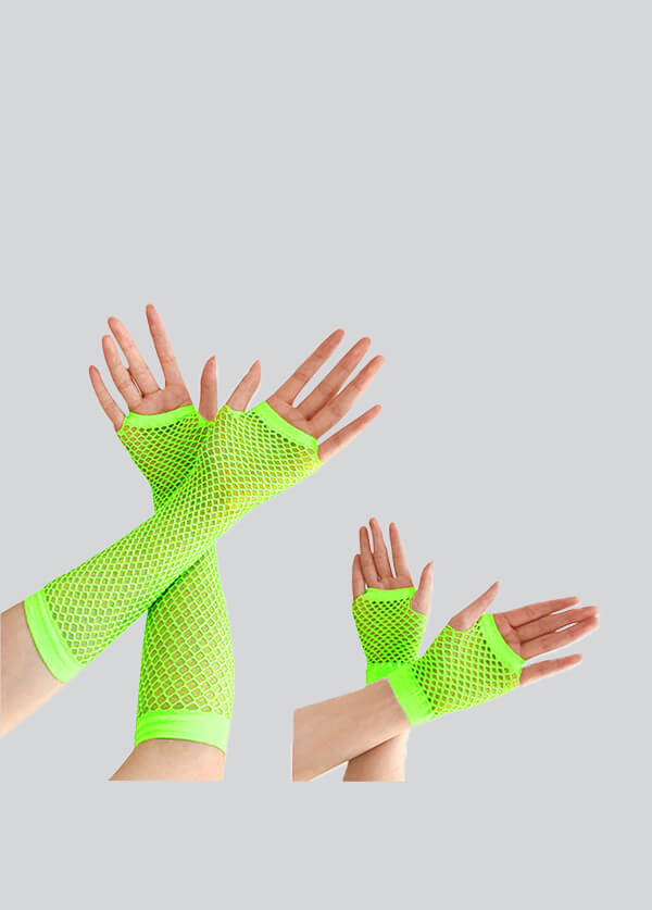 2 Pairs Fingerless 80s Fishnet Gloves Arm Warmers