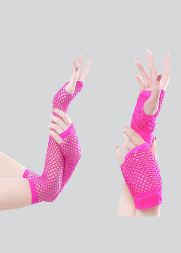 2 Pairs Fingerless 80s Fishnet Gloves Arm Warmers