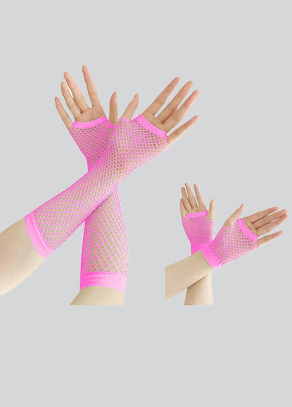 2 Pairs Fingerless 80s Fishnet Gloves Arm Warmers