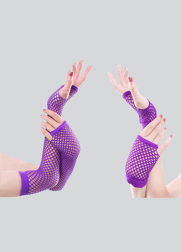 2 Pairs Fingerless 80s Fishnet Gloves Arm Warmers