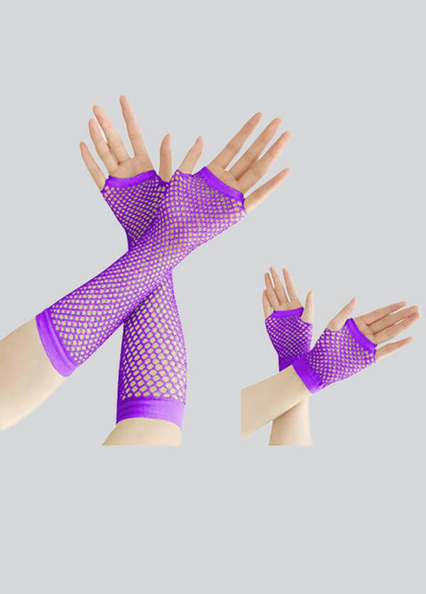 2 Pairs Fingerless 80s Fishnet Gloves Arm Warmers