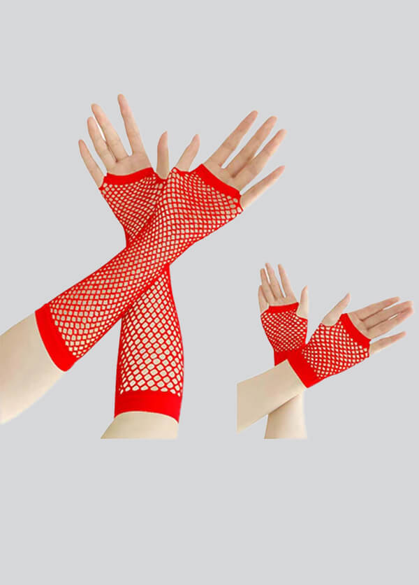 2 Pairs Fingerless 80s Fishnet Gloves Arm Warmers