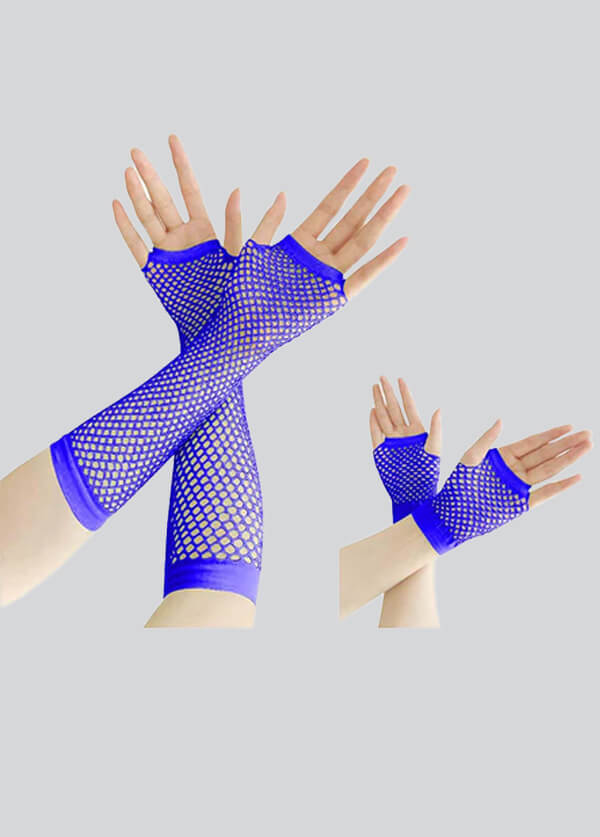 2 Pairs Fingerless 80s Fishnet Gloves Arm Warmers