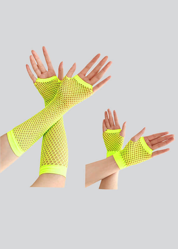 2 Pairs Fingerless 80s Fishnet Gloves Arm Warmers