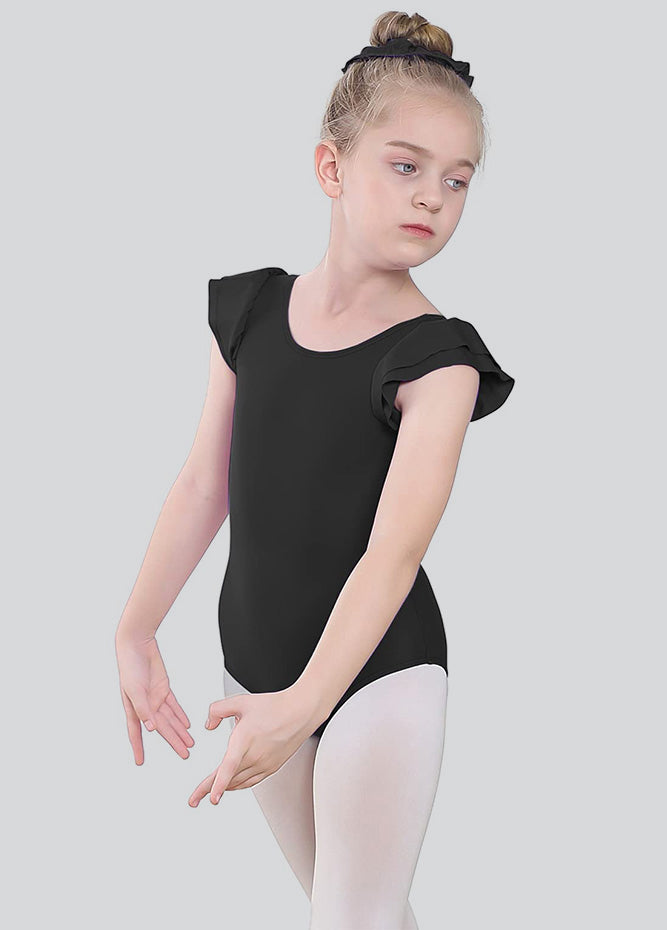 Girls Ruffle Short Sleeve Leotard