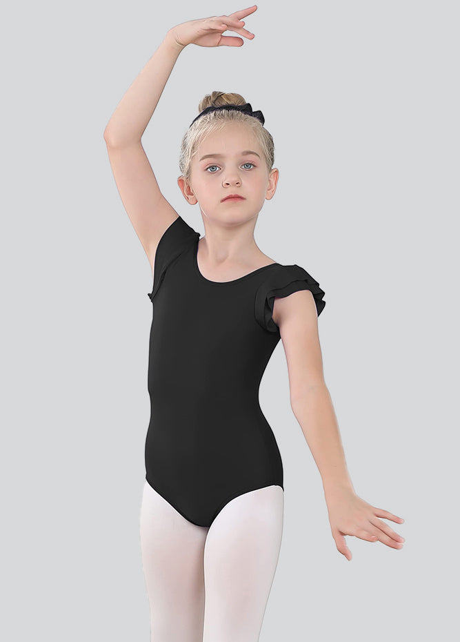 Girls Ruffle Short Sleeve Leotard