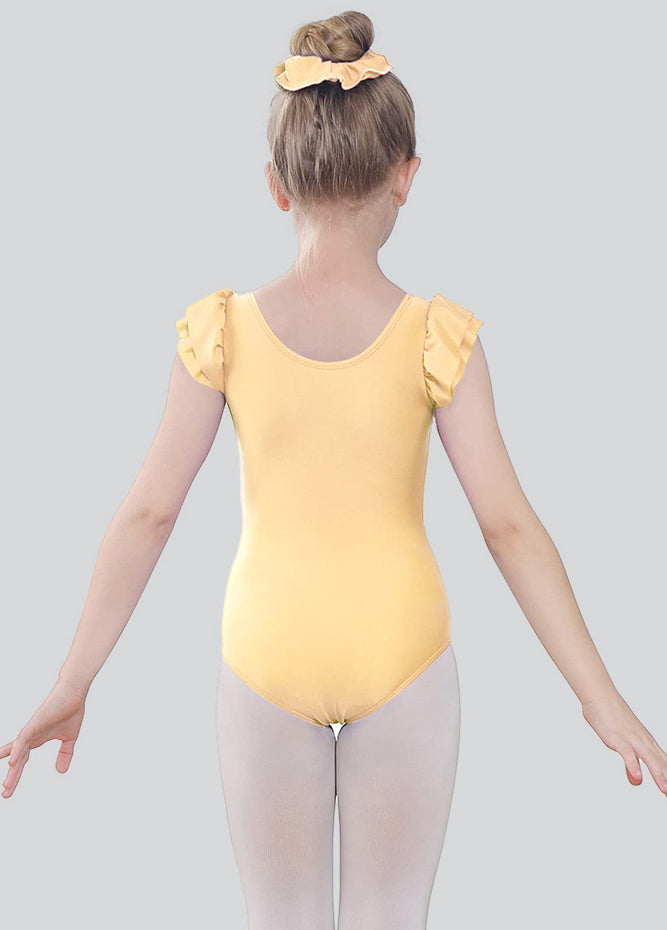 Girls Ruffle Short Sleeve Leotard