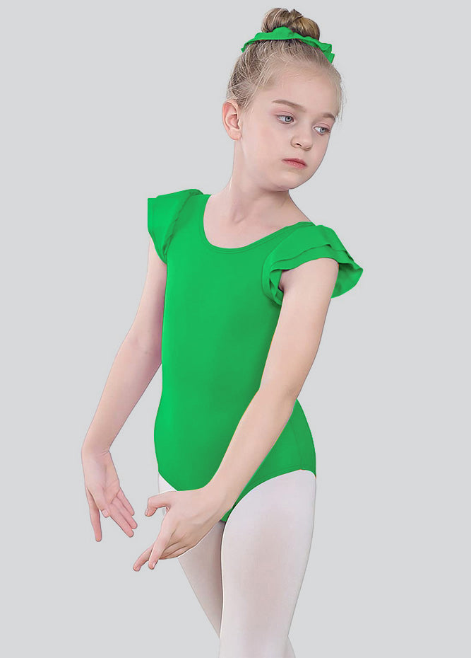 Girls Ruffle Short Sleeve Leotard