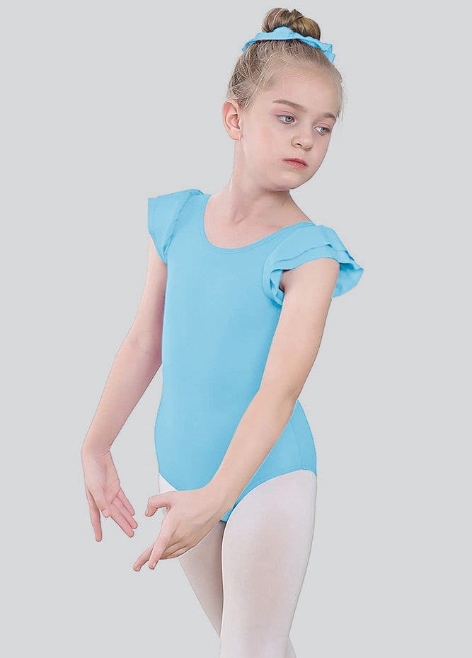 Girls Ruffle Short Sleeve Leotard