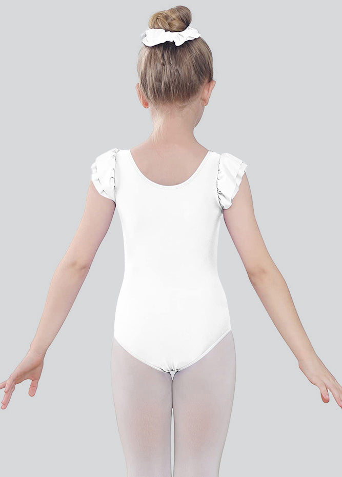 Girls Ruffle Short Sleeve Leotard