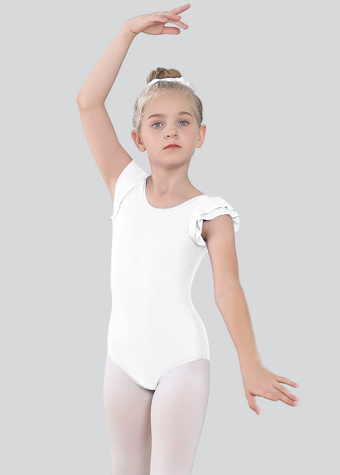 Girls Ruffle Short Sleeve Leotard