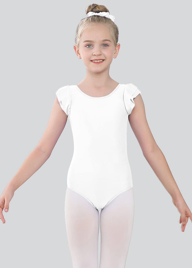 Girls Ruffle Short Sleeve Leotard