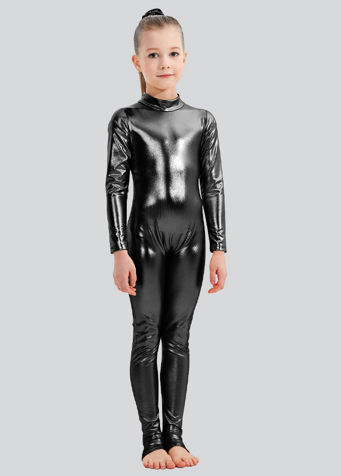 Speerise Girls Shiny Metallic Long Sleeve Unitard